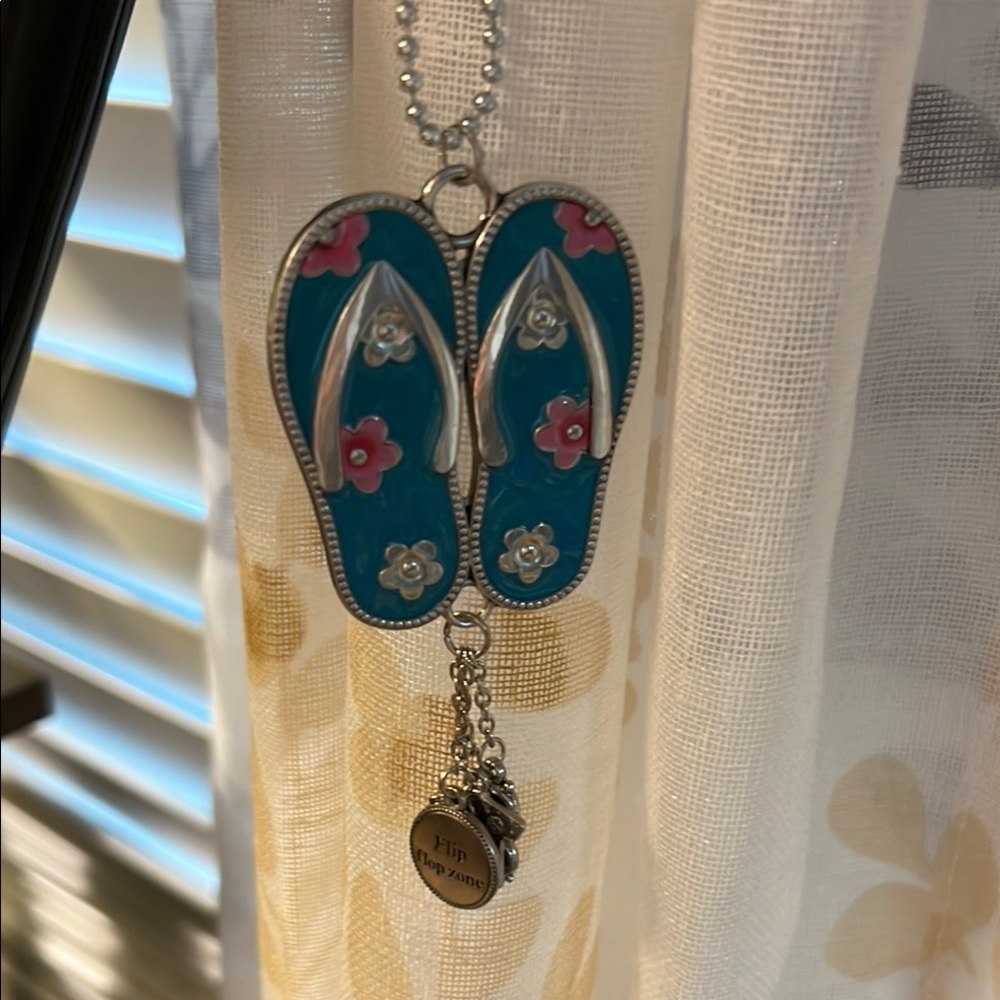Blue & Pink Flip Flop Pendant Keychain or Necklace